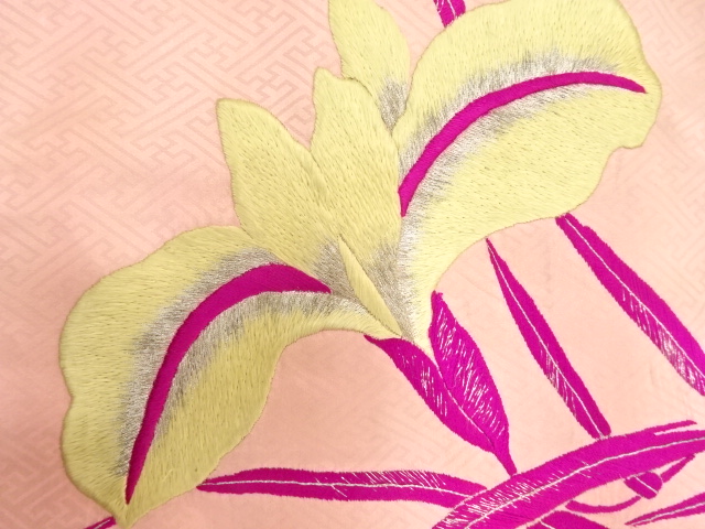 アンティーク　花模様刺繍名古屋帯